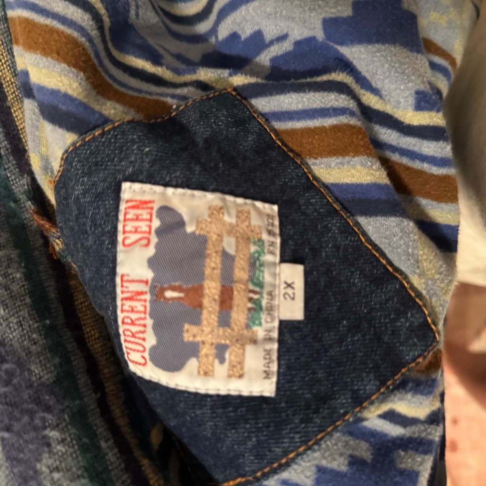 Vintage Current Seen Men’s Western Aztec Irreversible Denim Coat - Picture 5 of 12